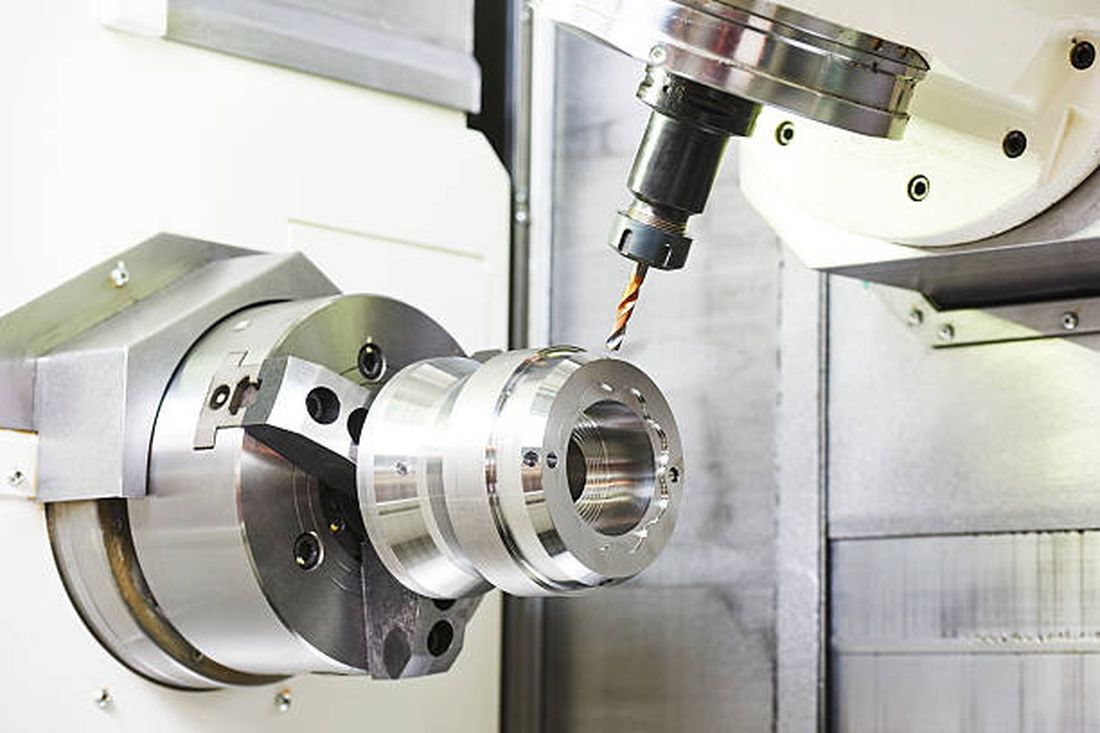 Turned component held in chuck